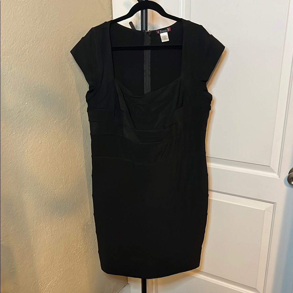 Trixxi Black Vintage Sheath Mini Dress Cowl Neck